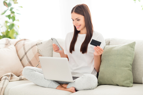 Woman doing surveys for earnings